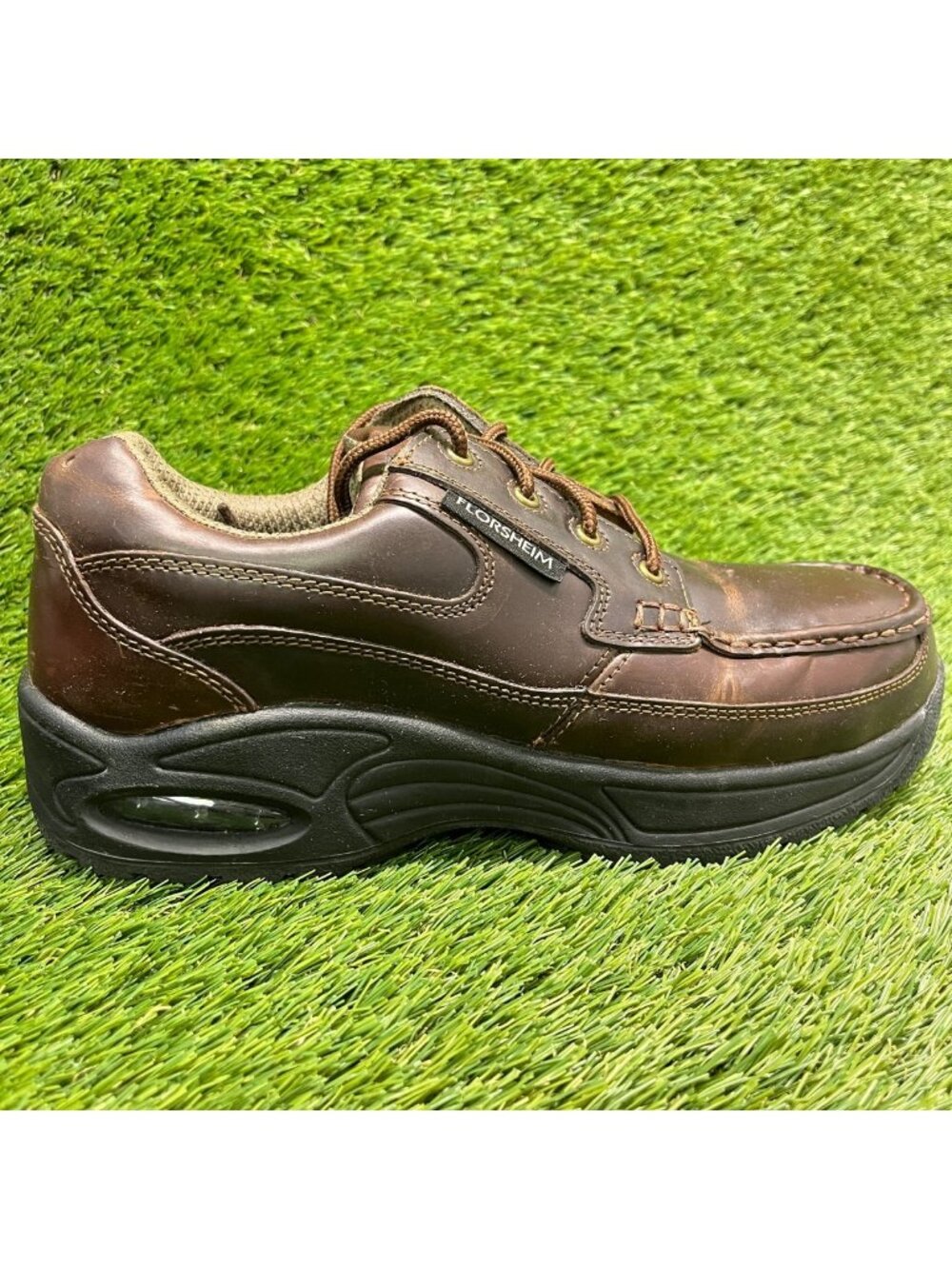 Florsheim Polaris Mens Size 10 Brown Composite Moc Toe Safety Work Oxford Shoes